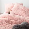 Tessuto in pile bianco rosa invernale spesso 20 set di biancheria da letto in puro colore visone copripiumino in velluto lenzuolo biancheria da letto federe292J