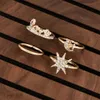 4pcs / set vintage Love Moon Knuckle Anneaux pour les femmes Boho Geometric Crystal Midi Finger Ring