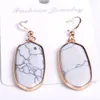 Oval Hexagon white turquoise Opal Charms Earrings Rose Quartz Gold Plated Bluestone Dangle Brand Jewelry Best for Women