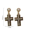 Imitation Baroque Pearls Clip Earrings No Pierced Ears for Women Female Vintage Cross Clip on Earrings Without Piercing Brincos