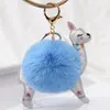 Cute Alpaca Hair Ball Floral PU Key Ring Pendant Plush Toy Key Ring Ladies Car Keychain Christmas Birthday Gift277c