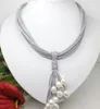 Free ShippiNG Hot sale new Style >>>>>Fashion Rare Big White Pearl Pendant Necklace Leather Cord Chain Magnet Clasp