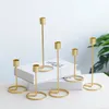 Portacandele in metallo dorato Stile moderno Design semplice Portacandele Matrimonio Natale Decorazione tavola Bar Party Home Decor Candeliere