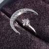 Moda 925 Sterling Silver Ring Finger Moon Star CZ Pierścionek Dla Kobiet Biżuteria Pure Ślubne Sepcial Unikalne R4596S