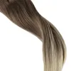 머리 확장에 클립 옴 브레 컬러 8 라이트 브라운 페이딩으로 60 플래티넘 블론드 120G 7pcsset 실제 클립 on Hair Weft8015120