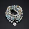 10Pcs 8mm Natural Mala Amazonite Gemstone Beaded Stretchy Bracelet 108 Prayer Beads OM Tree of Life Buddha Lotus Charm Stackable Bracelets