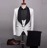 Hoge Kwaliteit Een Knop Rode Embossing Bruidegom Tuxedos Sjaal Revers Mannen Pakken Bruiloft/Prom/Diner Beste Man blazer (Jas + Broek + Vest)
