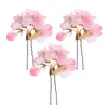 3pcs forcine Squisito fatto a mano Sakura fermagli per capelli decorativi fiore rosa copricapo perni per capelli accessori per capelli per donne ragazze