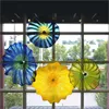 seller handmade blown murano glass wall plates flower designed mouth blown glass wall lamps multicolor hanging plates wall art