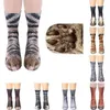 Ny 3D-tryck Vuxen Animal Paw Socks Unisex Crew Cat Long Stocks Elastic Andas Sock Dog Horse Zebra Pig Cat Paw GB1477