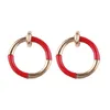 orecchini due colori geometria cerchio perno all'ingrosso di lusso stilista resina metallo esagerata per le donne