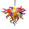 Modern LED Chandeliers LAMPS Multi Color Blown Glass Flush Mount Chandelier Light Art Deco Chain Pendant Lighting Living Room Furniture