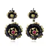 Boucles d'oreilles pendantes Fashion-Classic Flower design avec Ruby et Olivine Cubic Zirconia Boucles d'oreilles de haute qualité