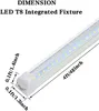 4ft 8ft T8 Luce del tubo a forma di V integrata 36W 1200mm SMD2835-198led/72W 1500mm SMD2835-384led AC85-265V 25 pz/lotto