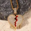 Mode Coeur Brisé Pendentif Colliers Plein Strass Brillant Garçons Rock Rappeur Collier Chaîne De Tennis Hommes Hip Hop Bijoux Pour Gif311z