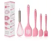 5 pçs / lote cozinhar utensílios de silicone cozinha 4 cores Bakeware Durable Ferramentas de cozimento Set Shovel Scraper Egg Batedor Escova Criativo Utensílios de Cozinha