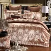 Nouveau Jacquard Bedlinen Queen King Size Duvet Cover Set Imitation Imitation Silk Cotton Liberding Ensembles Gold Colour1972405