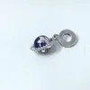 NEW 2019 Summer 100% 925 Sterling Silver loose beads blue Globe Hanging Charm Fits for pandora bracelets & bangles fien jewelry wholesale