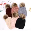 Inverno Donna Berretti lavorati a maglia Pom Pom palla di pelo Cappello di lana calda unisex Crochet Skull Beanie Donna Outdoor Caps LJJA3473-13