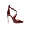 Vente chaude-Nouvelles Bretelles Croisées Robe À Talons Hauts Sandale Femmes Escarpins En Cuir Verni Sexy Bordeaux Stiletto Dames Été Et Printemps Chaussures Grande Taille