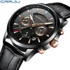 Новые часы Men Luxury Crrju Brand Chronograph Men Sport Watchs Высококачественные кожаные ремешки кварцевые наручные часы Relogio Masculin233g