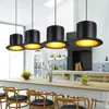 Retro chandelier Jazz Top Hat Aluminum Pendant Lamp 110v 220v E27 Outside Black Inside Golden Bar Counter Bedroom Cafe Lamp