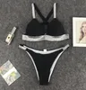 Kadınlar için mayolar bikini derin v çift koşum bayanlar mayo bikini set mayo beachwear avrupa yeni flaş bandaj seksi