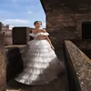 2020 우아한 A 라인 웨딩 드레스 섹시한 오프 숄더 민소매 구슬 신부 가운 계층 명주 로브 드 Mariée 맞춤 제작