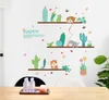 Potted green plant cat Nordic fresh and modern porch door restaurant bar background decoration wall stickers