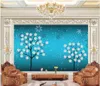 Aangepaste foto behang voor muren 3D-muurschildering wallpapers blauw mooie boom eenvoudige woonkamer muurschildering TV achtergrond muur papers home decor