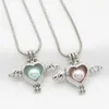 10 stks zilveren schattige liefde hart vleugel parel kooi hanger diffuser medaillons voor aroma parfum etherische olie ketting geschenk sieraden