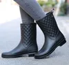 Hot Sale-Rain Boots Shoes Women Waterproof Polka Dot Rainboots Water Shoes Woman Wellies Rubber Flats Female Shoe Botas Mujer