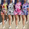 Zomer Vrouwen Shorts Outfits Gedrukt Trainingspak Korte Krant Mouw T-shirt Tops + Shorts 2 Stuk Set Designer T-shirt Party Draag kleding