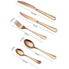 4st/set rostfritt st￥l Stableware Set Knife Fork Spoon Set Flatware Set Gold Rainbow Drop Ship