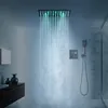 Luzes multi-funcionais conduziam a torneira de banheiro termostático preto fosco para banho com chuveiro chuveiro massagem jatos de pulverização