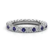 Klassiska nya unika modesmycken 925 Sterling Silver Whiteblue Sapphire Cz Diamond Gemstones Heart Hollow Women Wedding Band 251p