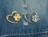 Nowy moda Sier Gold Color Love Heart Lapel Pin Paw Druk i Pet Memorial Pins Biżuter