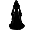 Vestidos casuales Moda de mujer de manga larga con capucha con capucha Vestido medieval de piso Cosplay Robe Femme Maxi Mujeres Vestido # L201