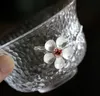 Tetera de cristal de flores Gaiwan resistente al calor para té, taza de té Puer Gaiwan, tazas de té de regalo delicadas