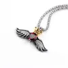 Beauty Queen Crown Charm Collier New Stainless Steel Chain CZ Love Heart Crown Angel Wing Necklace Women