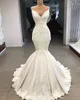 Delikat sjöjungfrubröllopsklänningar med avtagbart tåg 2019 V Neck Lace Bröllopsklänning Plus Storlek Baklösa Brudklänningar Skräddarsy