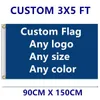 Custom 3x5FT Vlag Banner Decoratieve Polyester Accepteren Elk Design Logo National Single Side Digital Printing 80% Bloed met gratis verzending