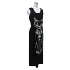 Dames zomer lange maxi jurk katten print mouwloze casual sundress met zakken