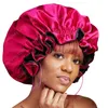 12 pcs/lot réversible Satin Bonnet double couche taille réglable sommeil bonnet de nuit couvre-chef Bonnet chapeau bonnets en gros