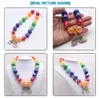 Girls chunky beaded necklace with rhinestone rainbow pendants colorful bubblegum beads necklace for children kids gift