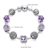 Womens Jóias Encantos Pandora Pulseira Borboleta Cristal Big Hole Beads DIY Pulseira de Prego Bracelete de Luxo Jóias Mulheres Braceletes