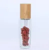 10ml Natural Semiprecious Stones Roll on Bottles Gemstone Essential Oil Roller Bottles Bamboo Lid Cover 10pcs/lot P224