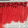 Popüler Renk Kırmızı İpek Düz Bakire Saç Malezya İnsan Saç 3 Paketler 100g paket Lot DHL ücretsiz
