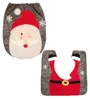 party & accessories Christmas Snowman Santa Deer Toilet Seat Cover and Rug Set Red Christmas Decorations Bathroom (Santa Claus)