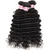 Diep krullend haar Frontaal met bundels Peruaanse Deepwave-stukken 16 18 20 en 16 inch ananas Wave-sluiting 3 bundels1156765